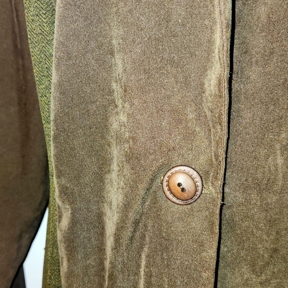 Vintage olive green faux suede long length lightweight blazer jacket extra large - Picture 3 of 14